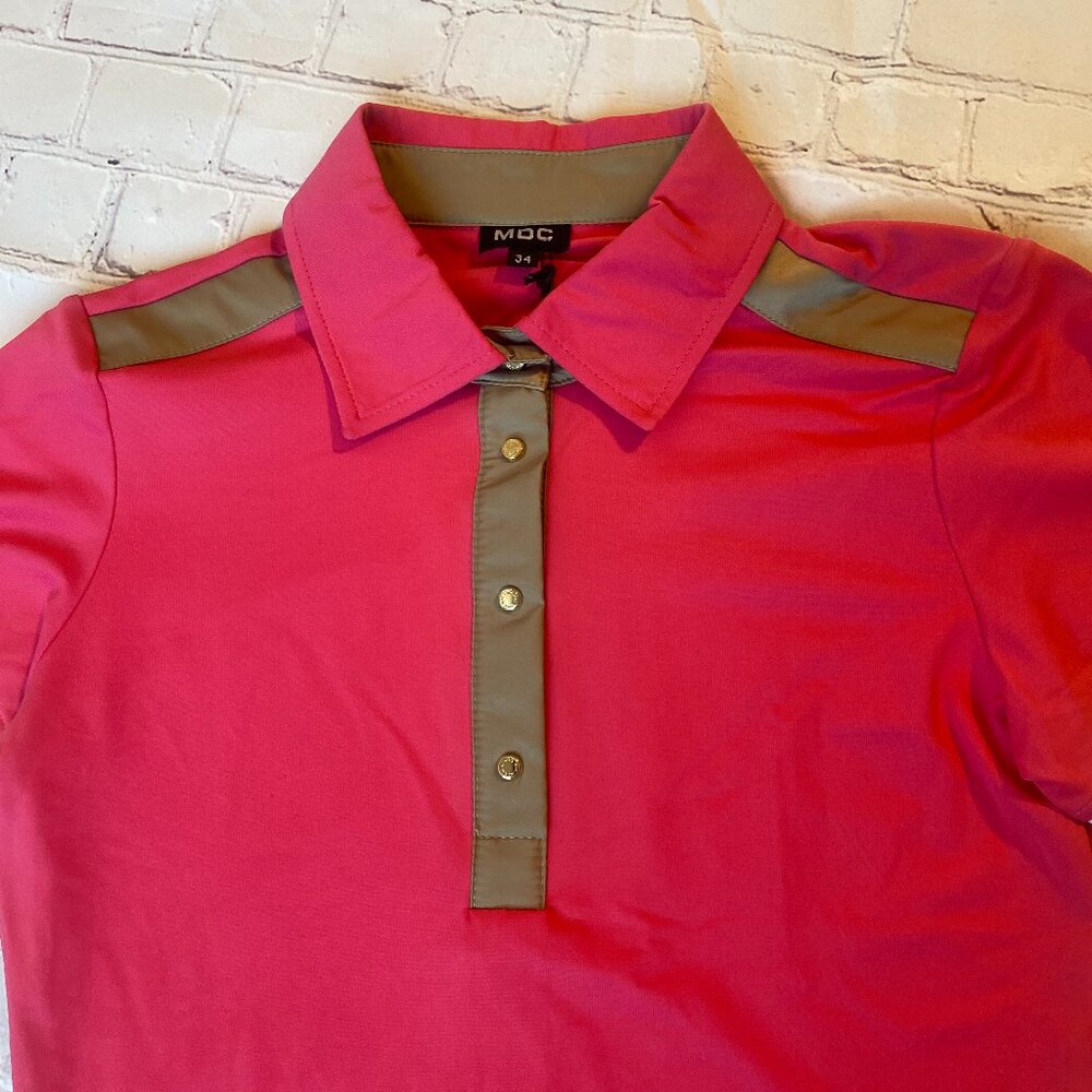 NWT MDC Meryl polo shirt flamingo/taupe - Picture 4 of 11